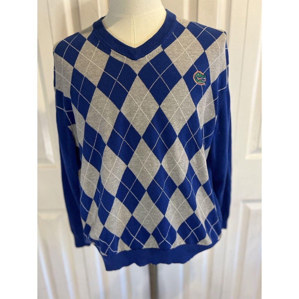 Vesi Sportswear V Neck‎ Men's Large Sweater Diamond Pattern Florida Gators Logo